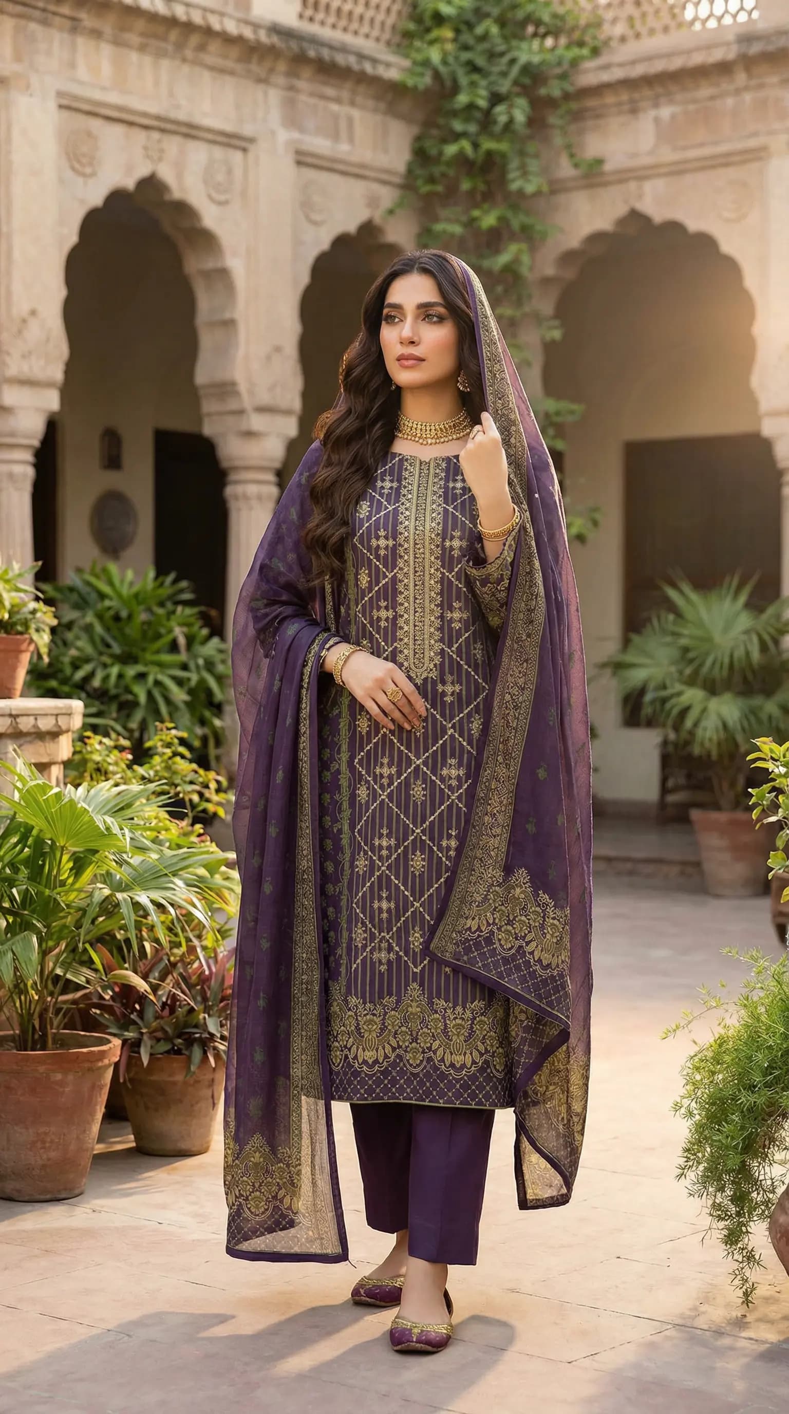 Printed Lawn 3 Piece Suit | Embroidered Shirt & Chiffon Dupatta Pakistan